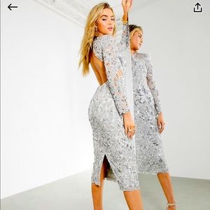 ASOS EDITION sequin cutout open back midi